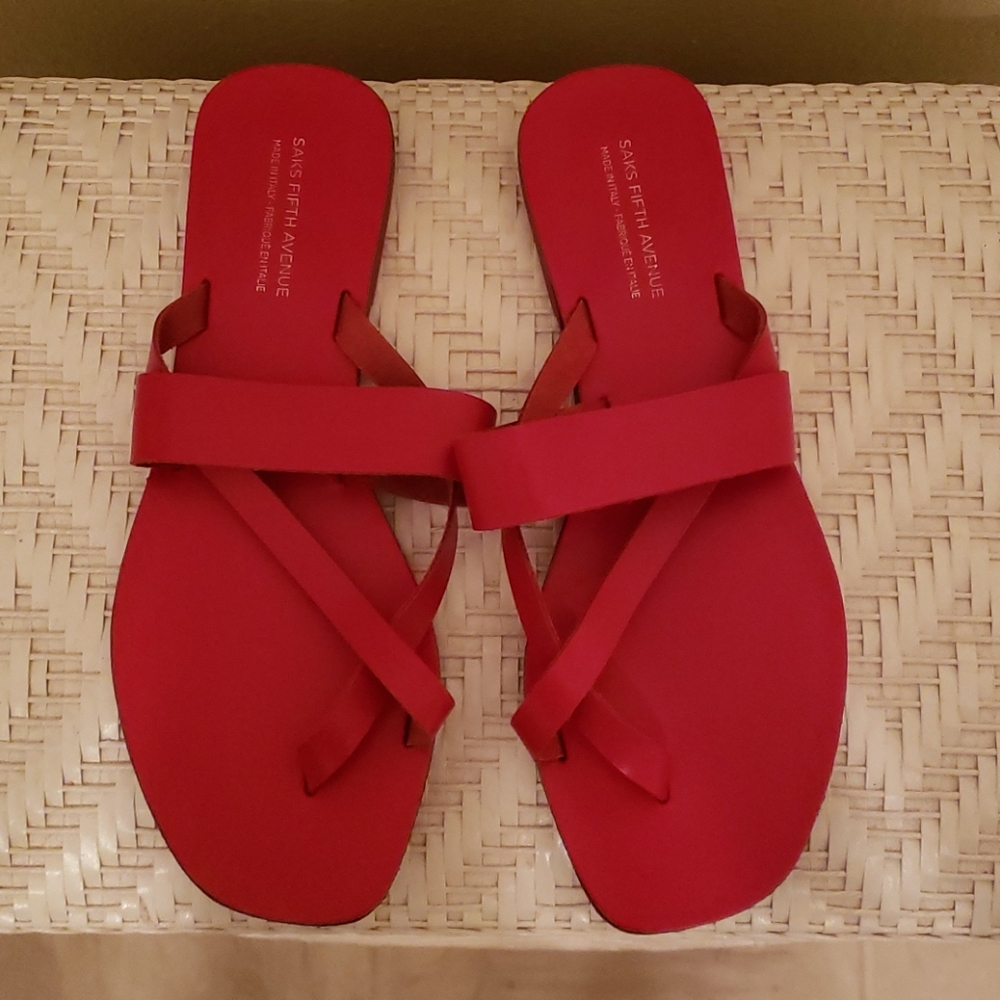 Saks Fifth Avenue red thong sandals